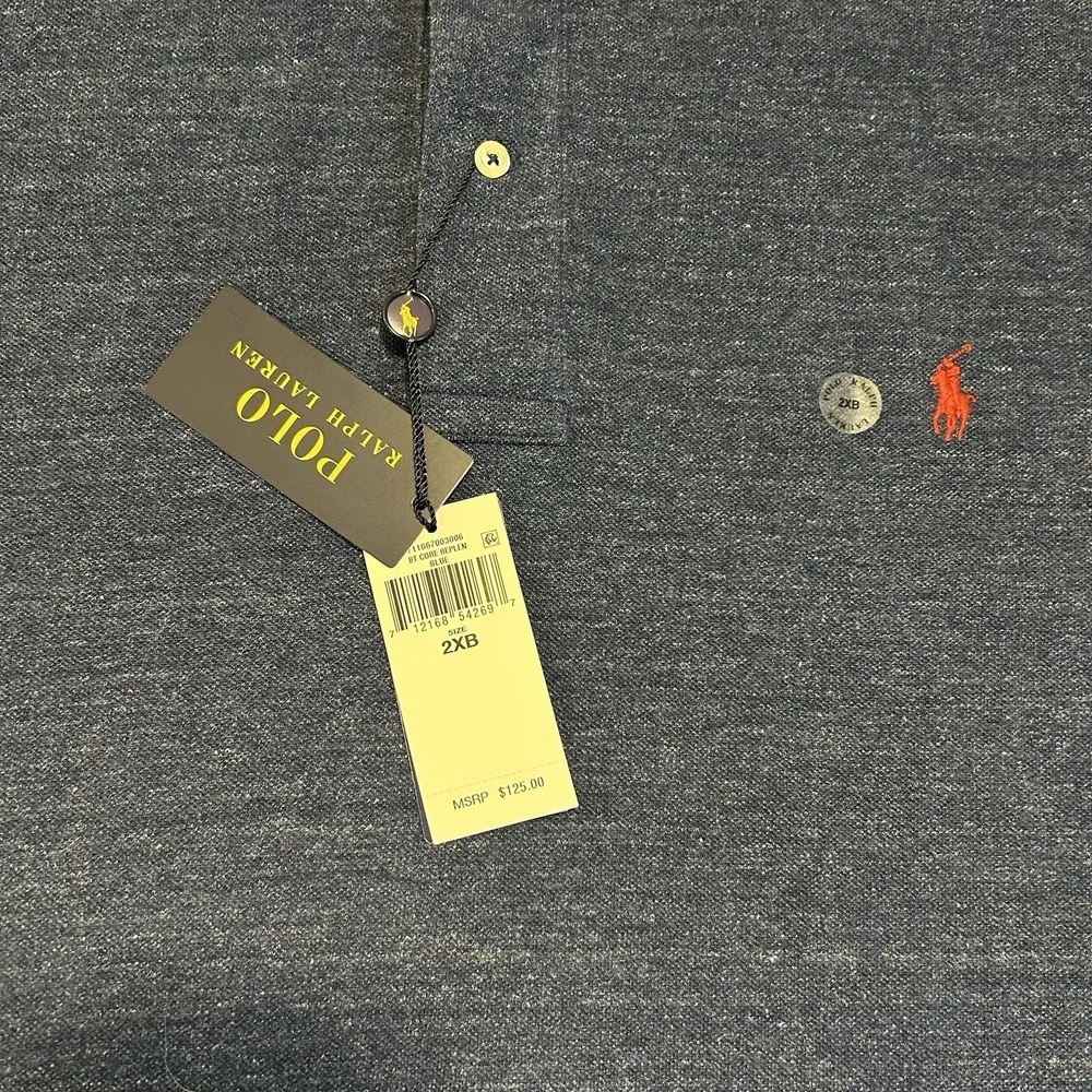 Polo Ralph Lauren Men Polo Shirt 2XB Big And Tall  XXL Cotton 2 Button Blue NWT
